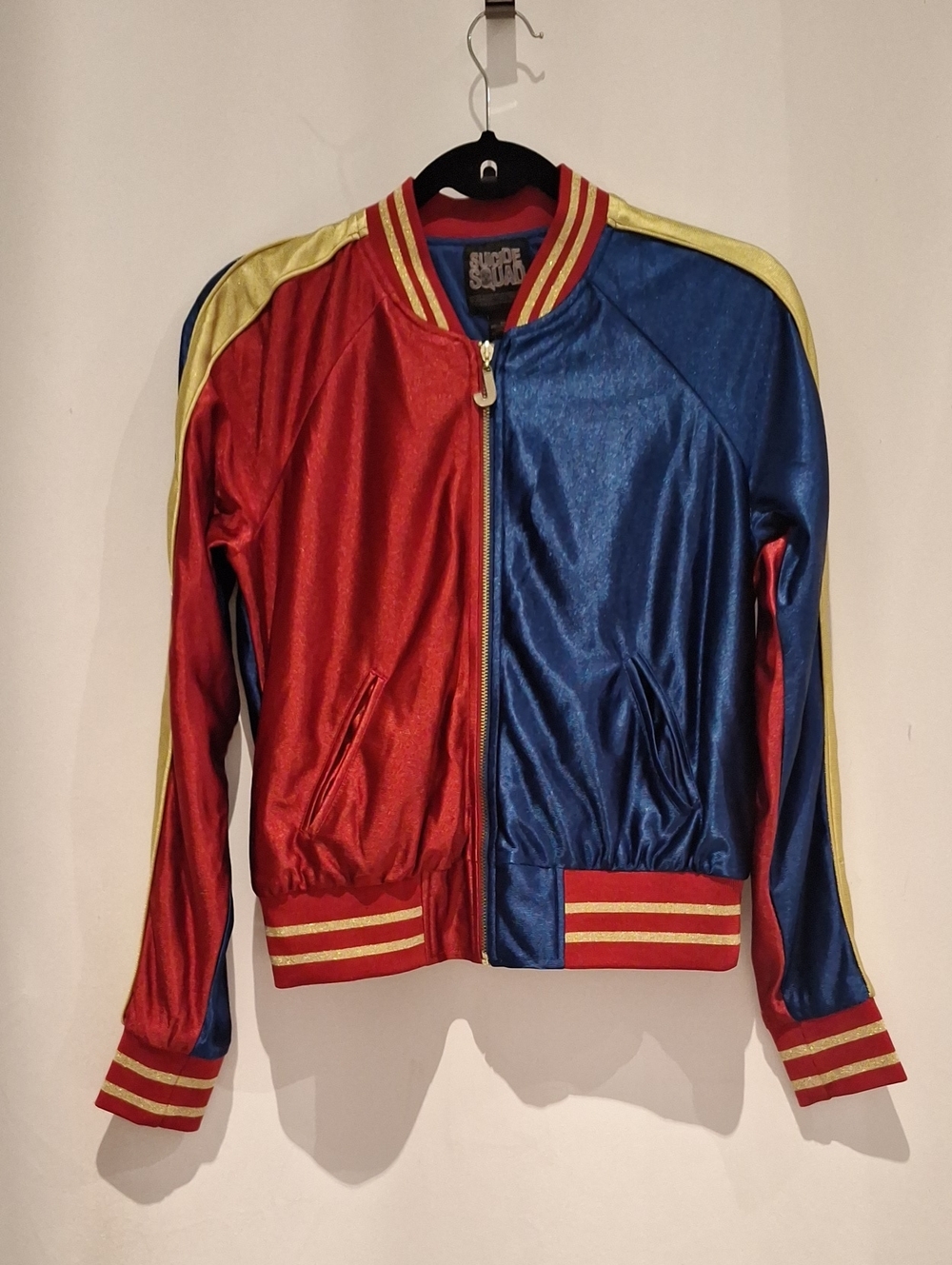 Suicide Squad Property Of The Jocker Red & Blue Satin Bomber Jacket